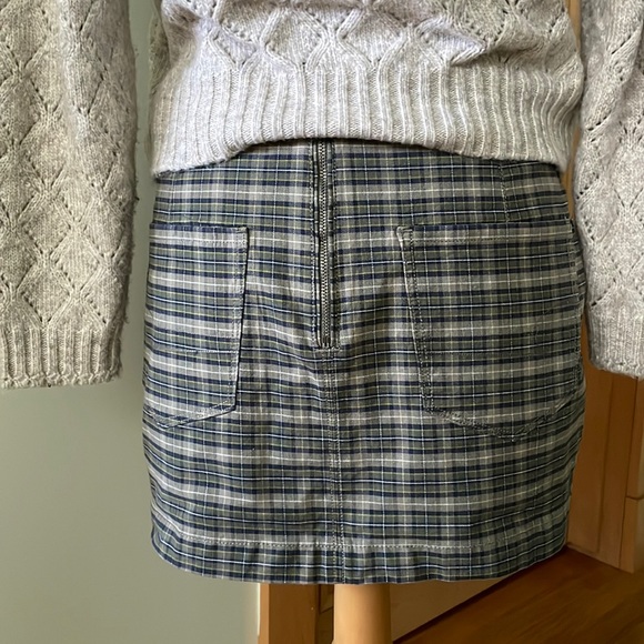 NWT American Eagle Green, Blue & White Plaid Stretch Mini Skirt, Size 8 - Picture 7 of 14